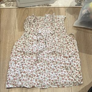 Floral Sleeveless Top with Ruffle Detail